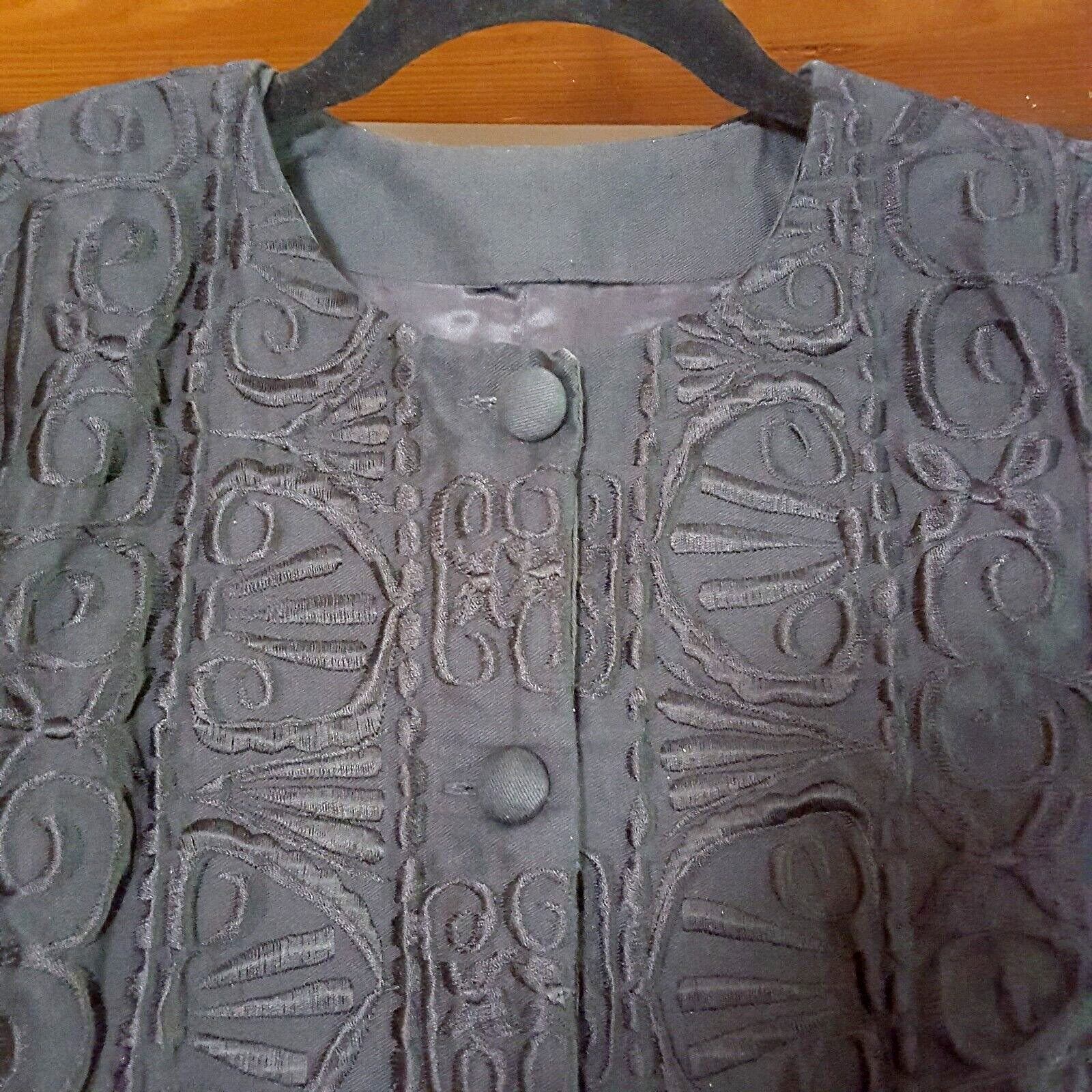 Vintage Tenango Women’s Jacket Coat Button Embroidered Casual Dress M Medium