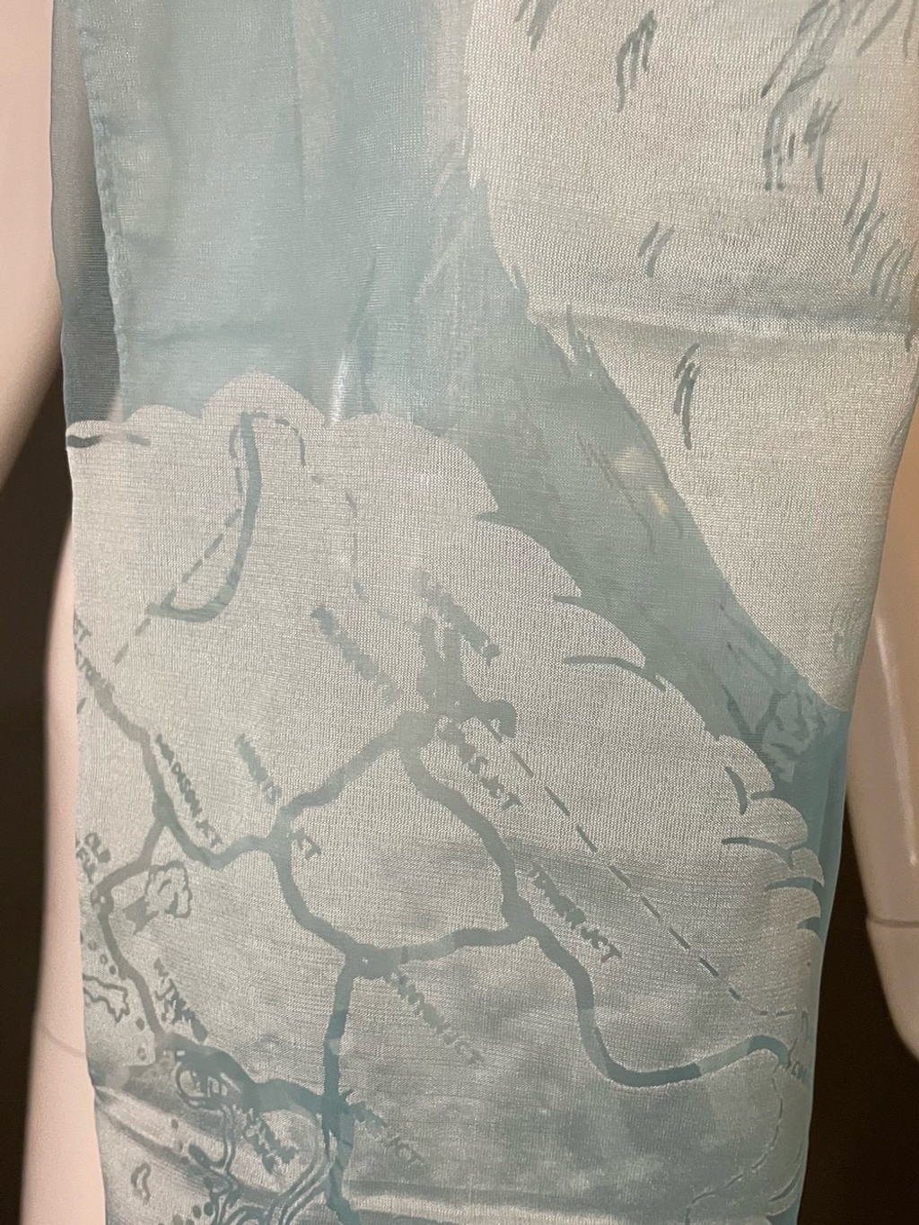 Vintage 50s Yellowstone National Park Souvenir Scarf Blue 28 In Mint Condition
