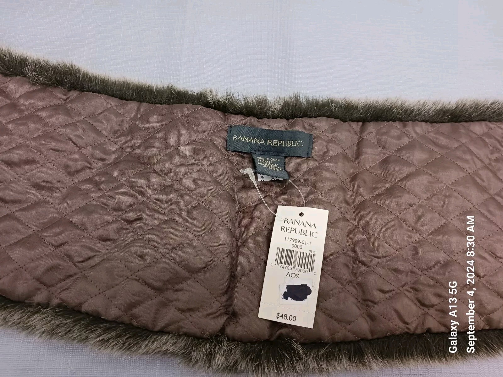 NWT Banana Republic Faux Fur Collar Brown L 36″