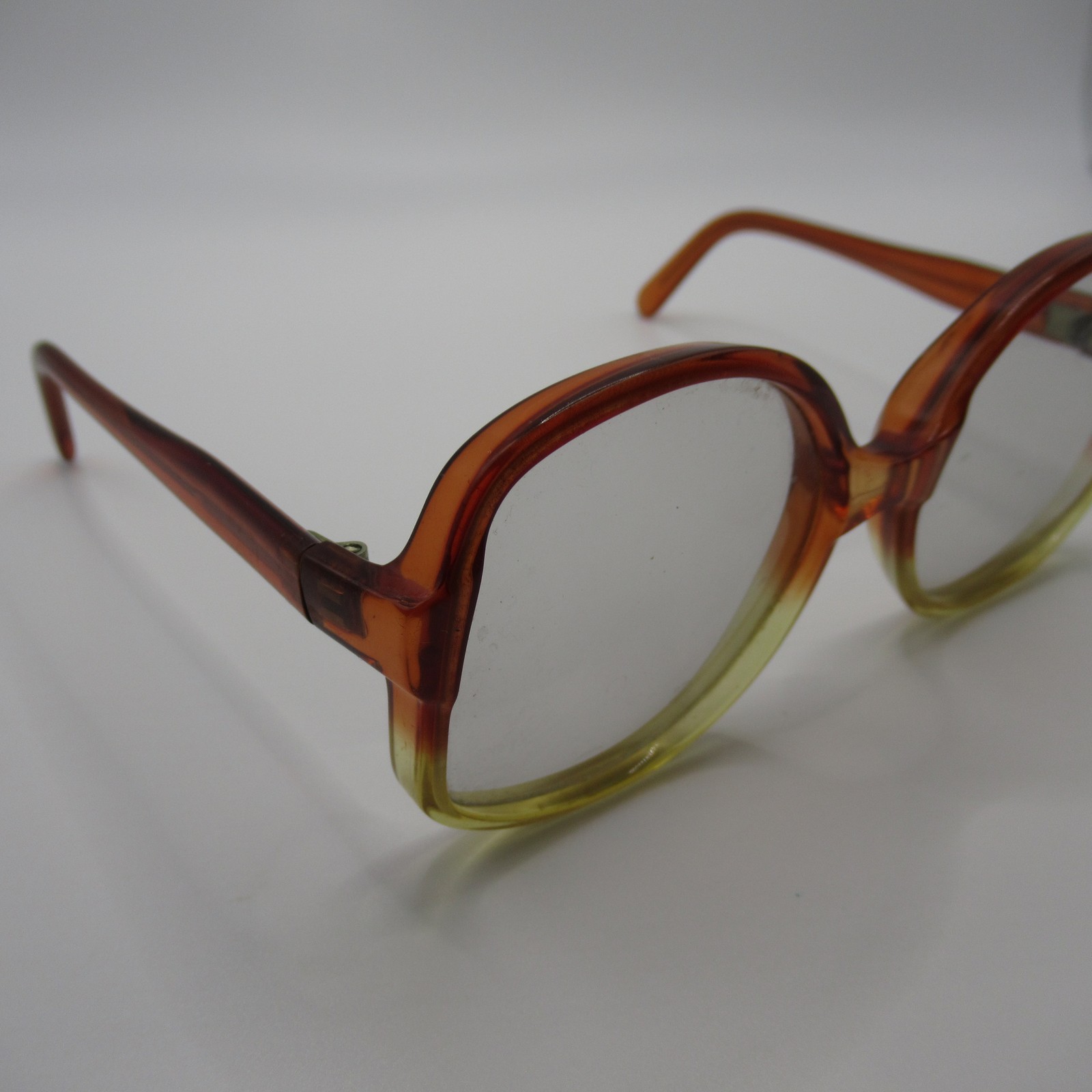 Vintage 1970s France Ombre Amber Yellow Eyeglass Frames Clear Lens