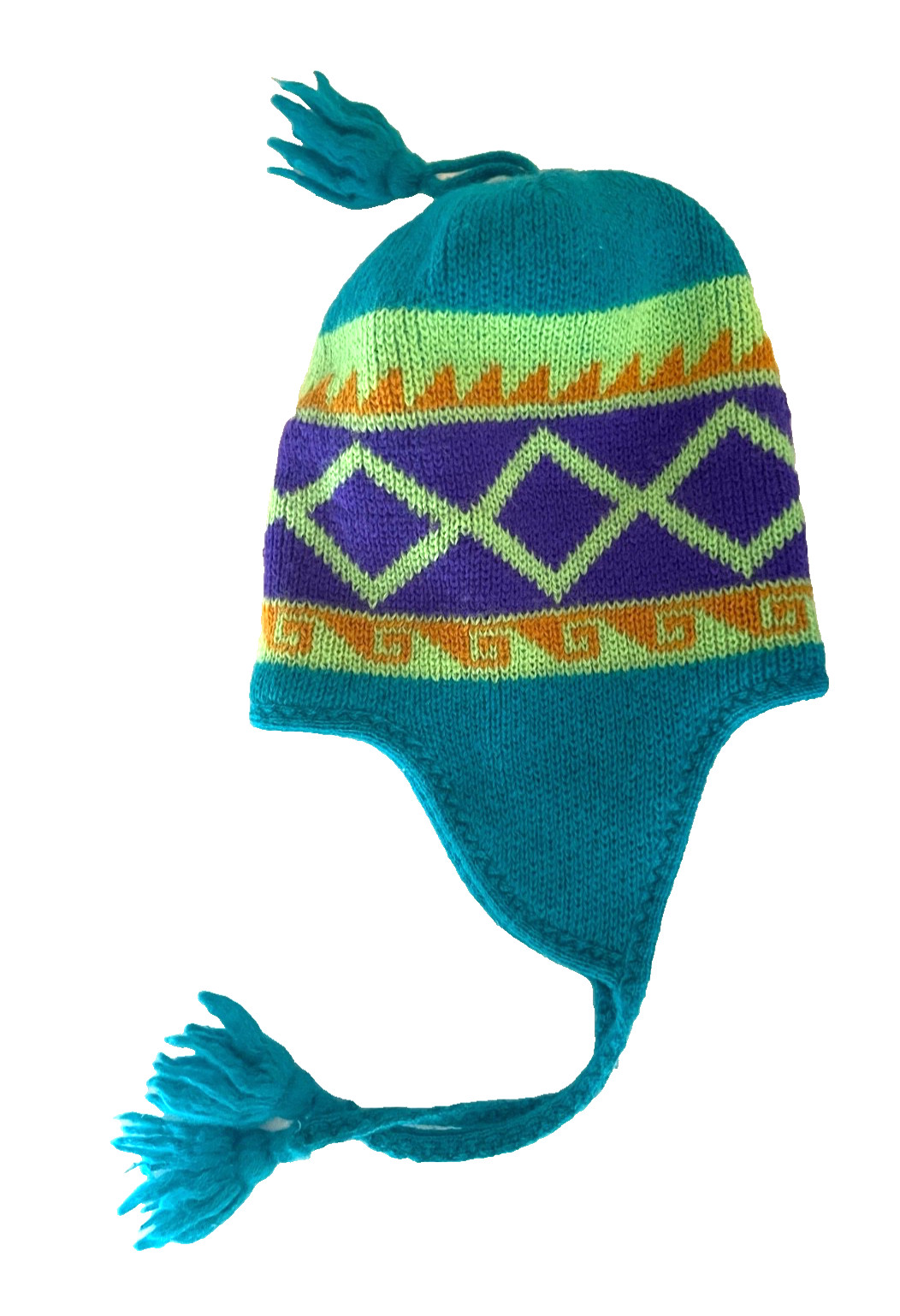 VINTAGE WIGWAM BLUE 100% PURE WOOL KNIT TRAPPER HAT UNISEX ADULT OS ONE SIZE