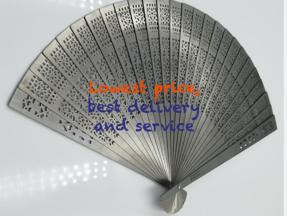 1PC Titanium alloy folding fan with Chinese style hollow metal kung fu fan