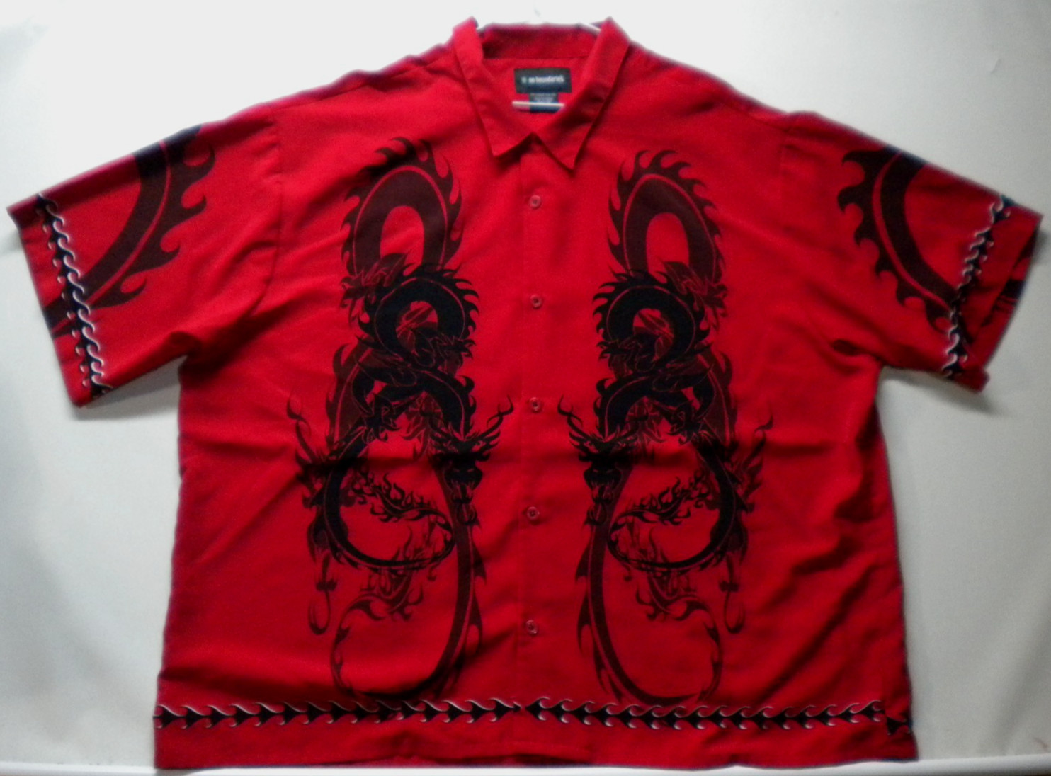 VTG Y2K No Boundaries Dragon AOP 3XL Button Down Bowling Hawaiian Style Shirt