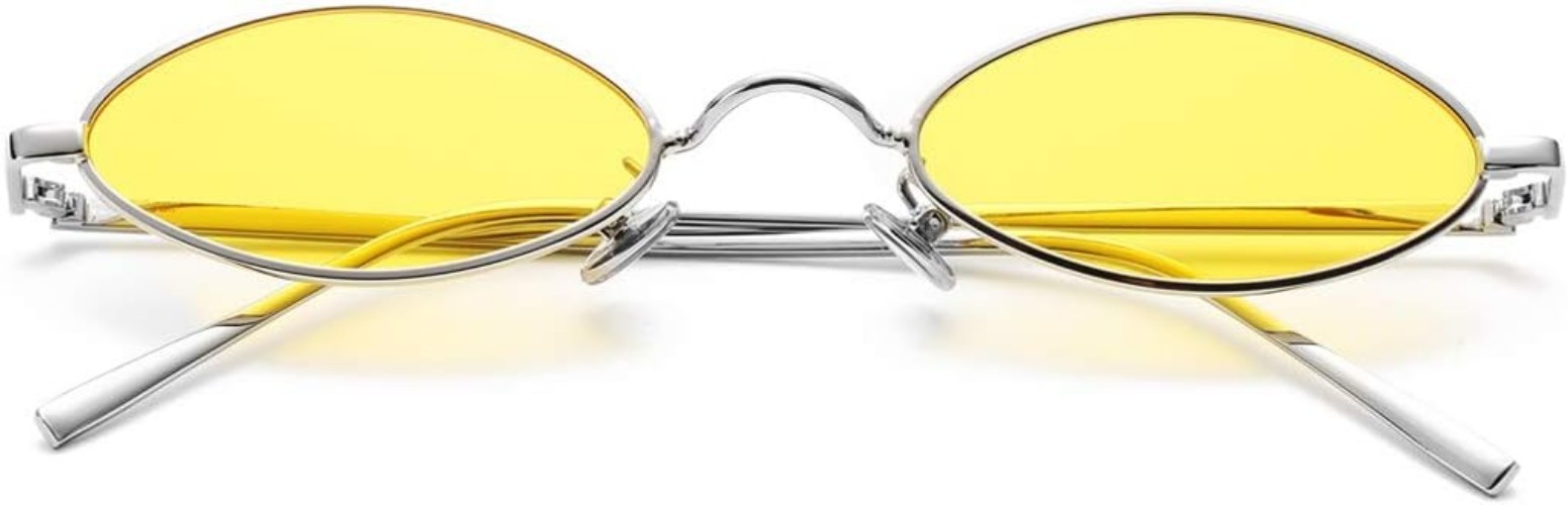 Vintage Small Oval Sunglasses Metal Frame UV400 Retro for Women Men Unisex