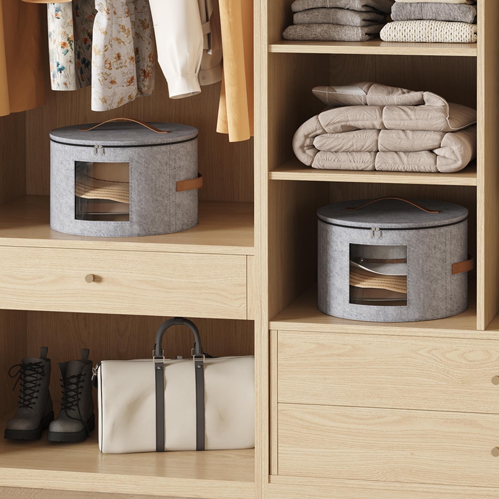 Large Hat Storage Box for Women & Men, 16″ D x 10″ H Hat Boxes Organizer