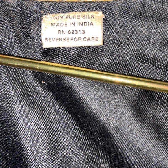 Vintage Sequin 100% Silk Black & Gold Duster Jacket Made in India P2P 24″