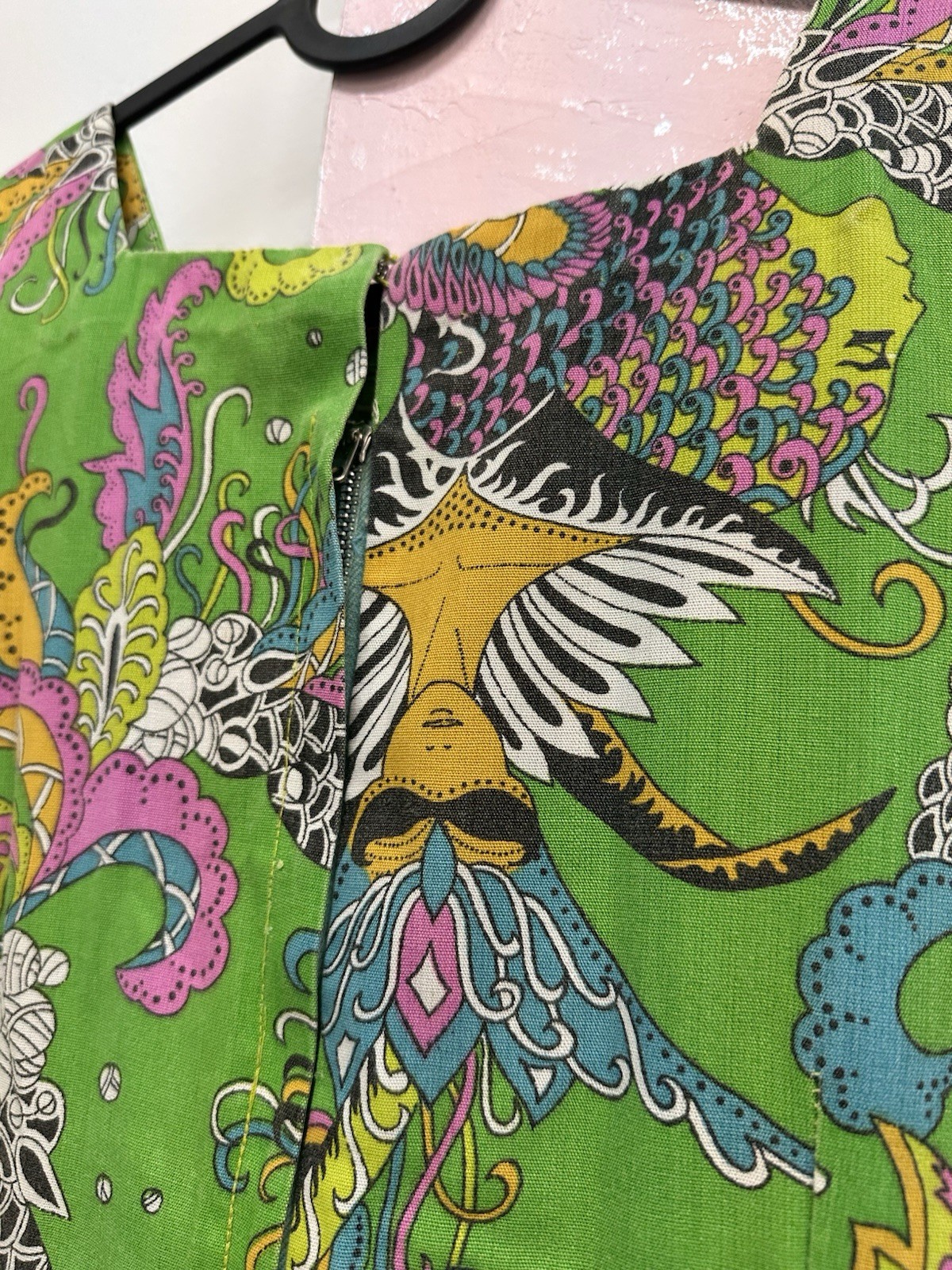 60s Vintage Psychedelic Print Disco Cotton Handmade Maxi Dress Women’s Size M L