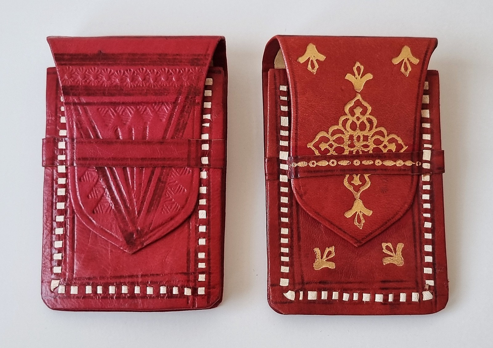 Pair of Leather Cigarette Pouches – Gold Arrow? Vintage Original, NEW Circa 1950/60
