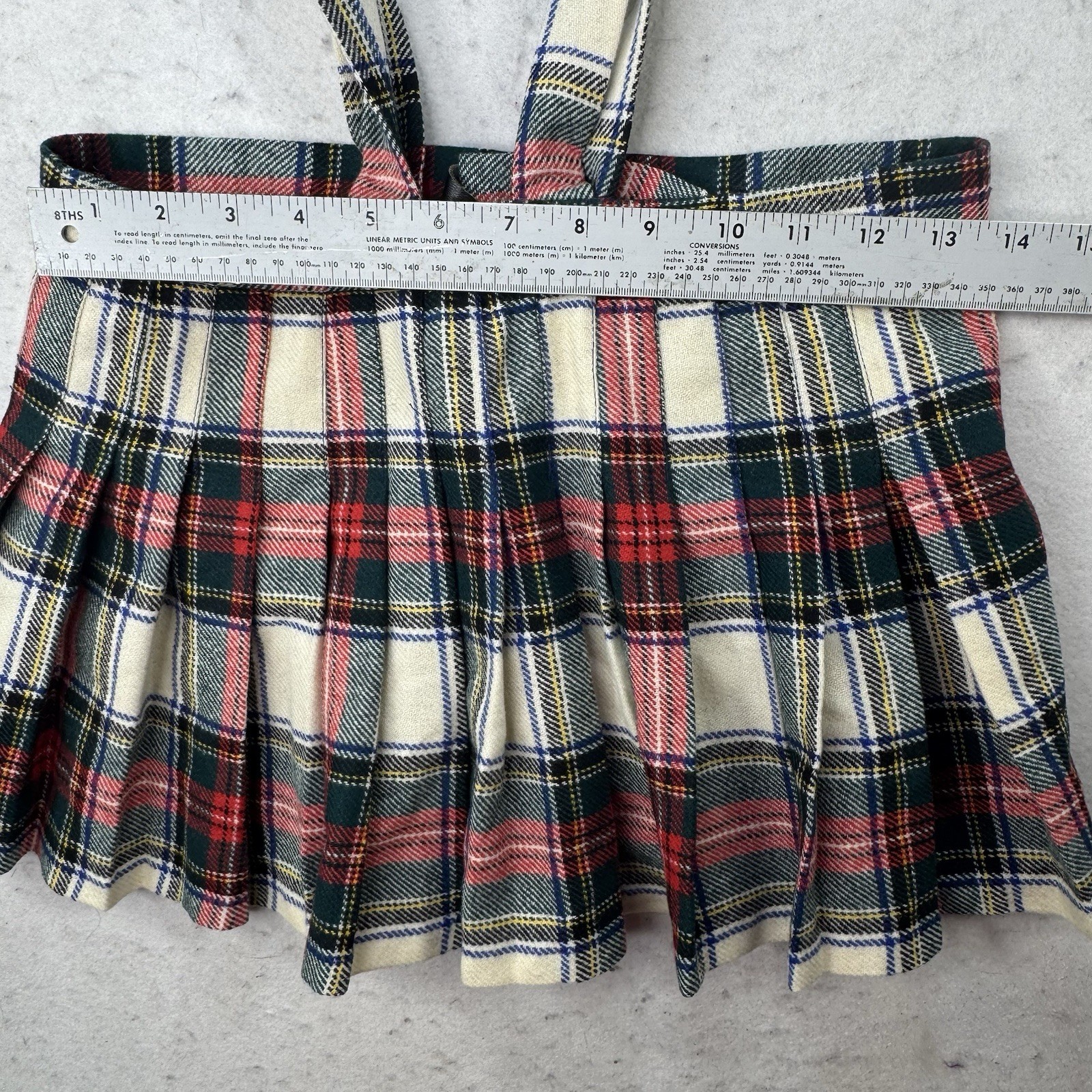 VTG Pure Wool Britain United Kingdom Plaid Kilt Skirt Size 4 Bibs 4T Heathlyn