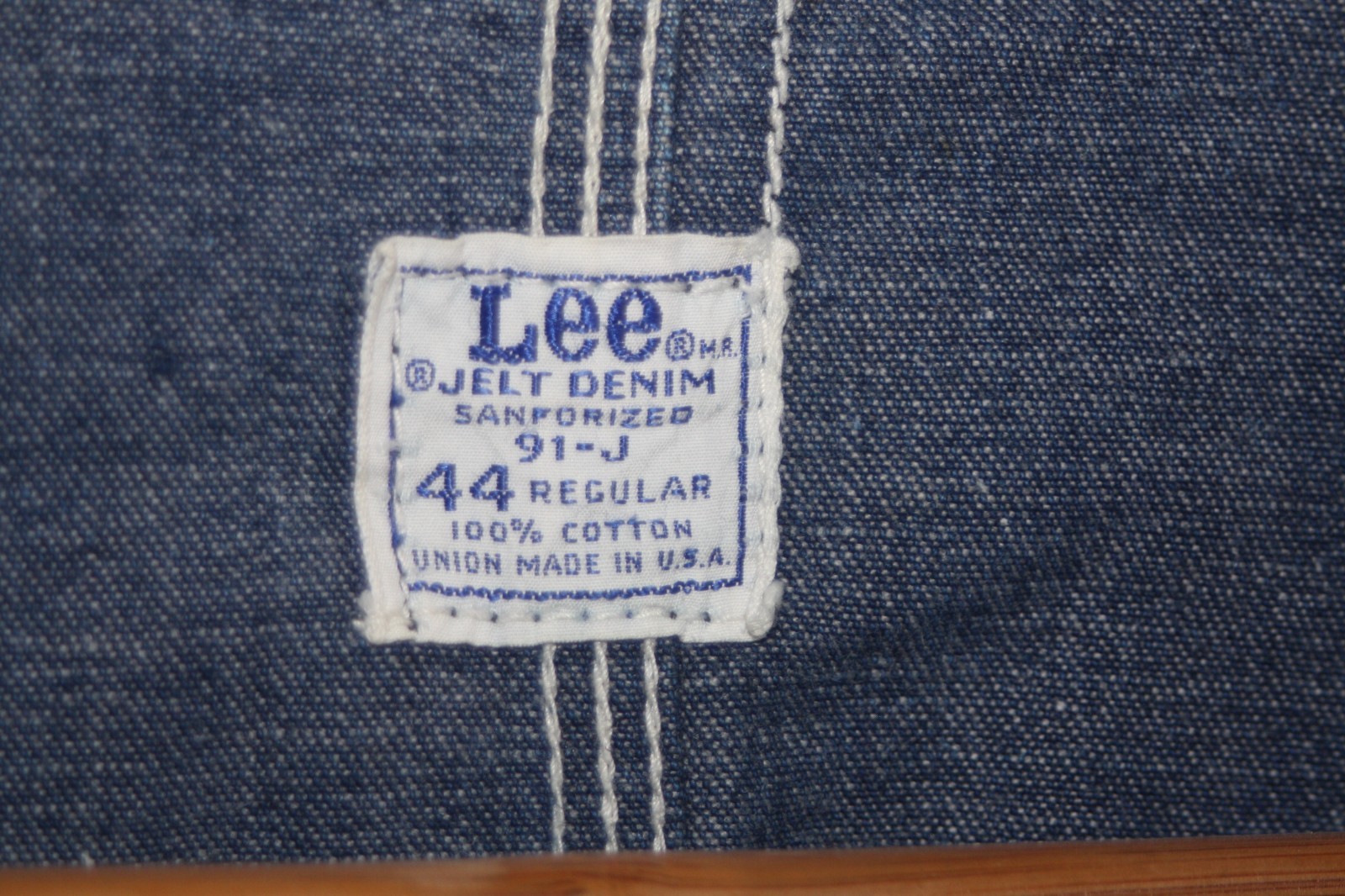 Vintage 60s Lee 91-J Jelt Denim Chore Jacket Union Made Triple Stitch Sz 44