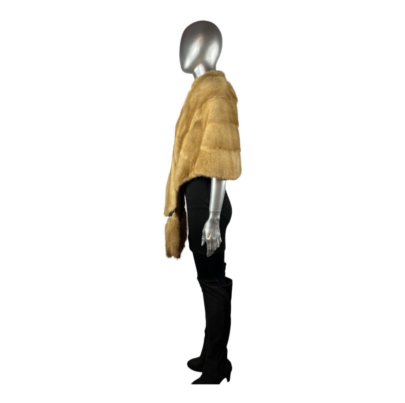 Palomino Mink Stole w/Tails, Sz L/XL, Certified Vintage Fur w/Storage Bag