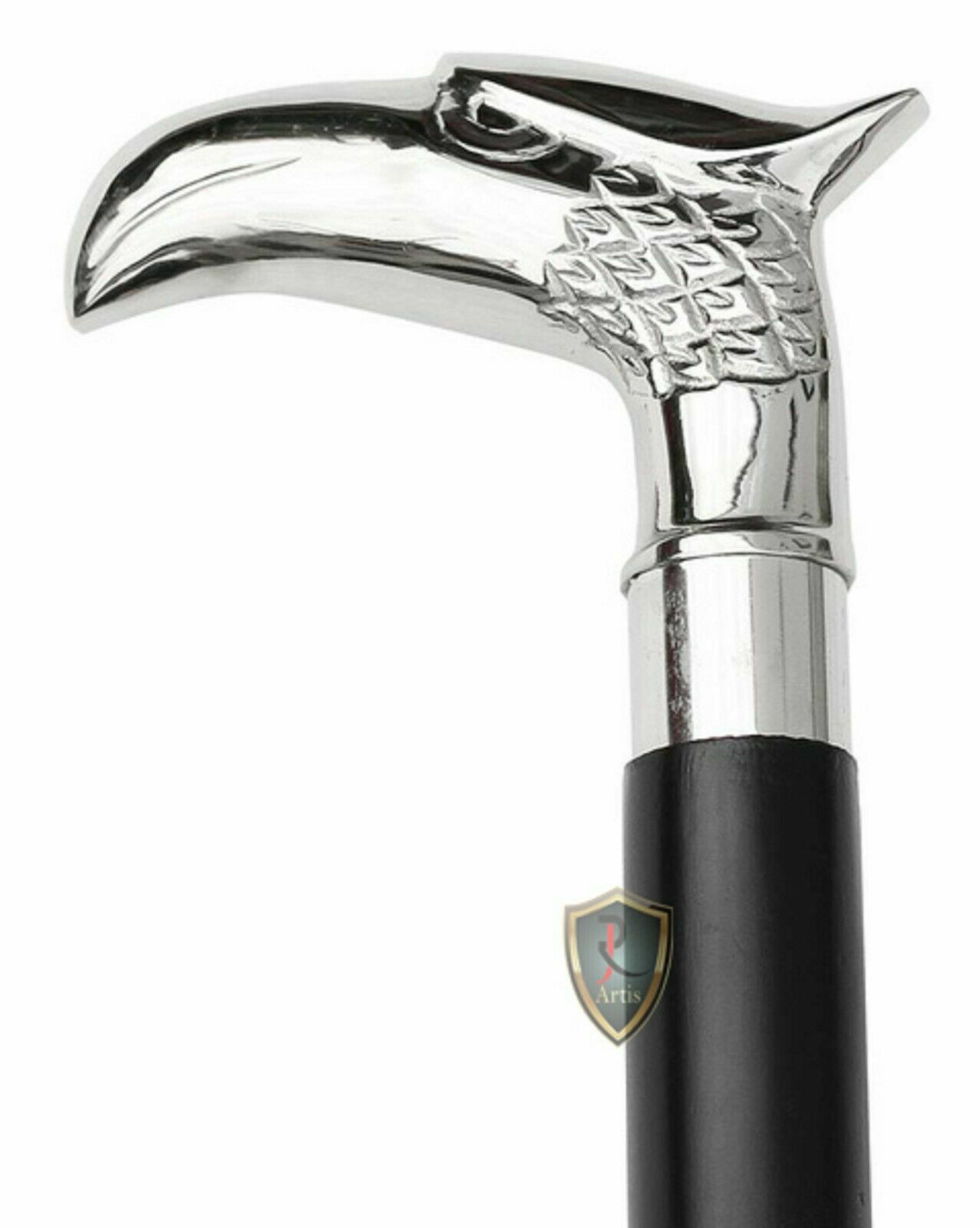 Gentlemen Walking Stick Chrome Silver Eagle Head Handle Wooden Walking Cane gift