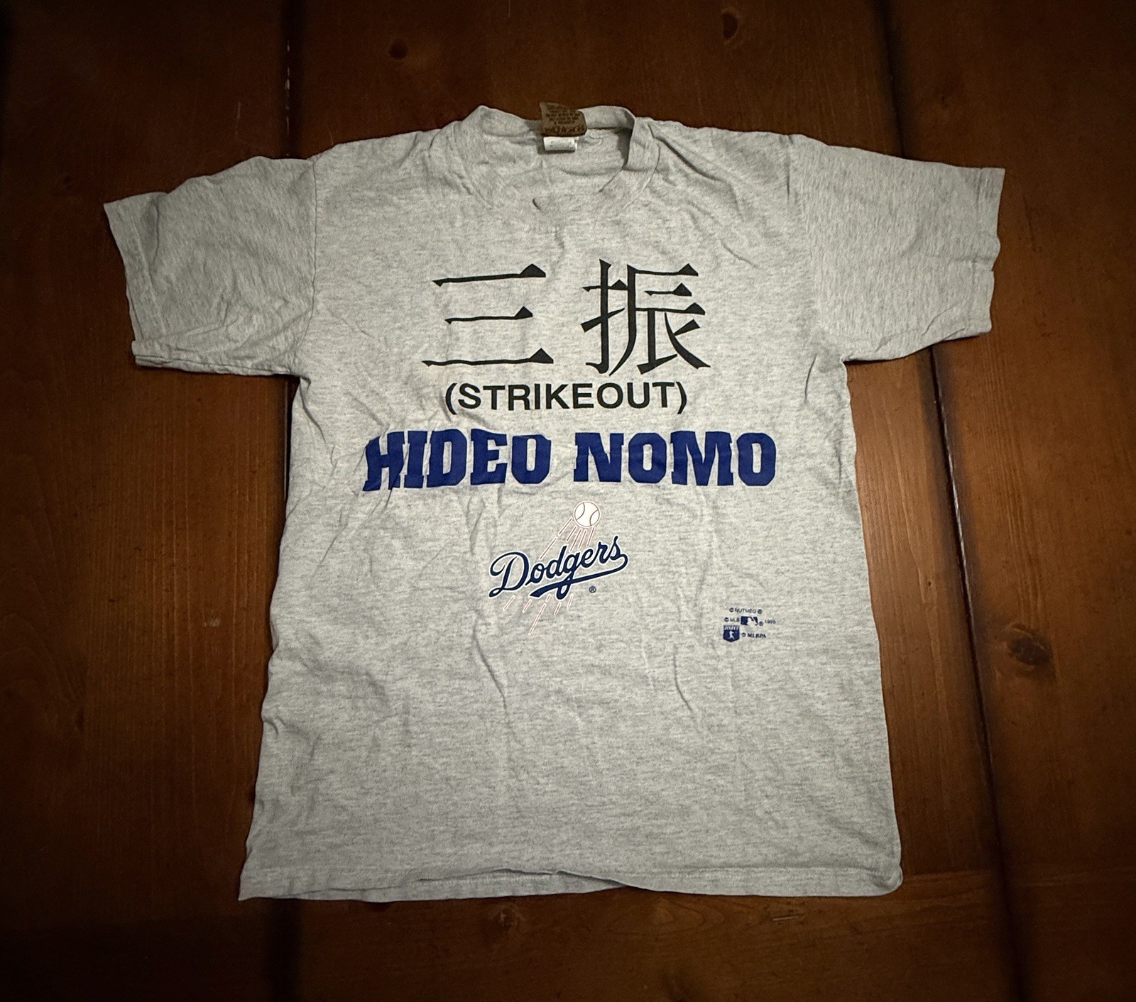 Vtg 90s Los Angeles Dodger’s T Shirt Hideo Nomo ‘Strikeout’ Cotton Nutmeg Medium