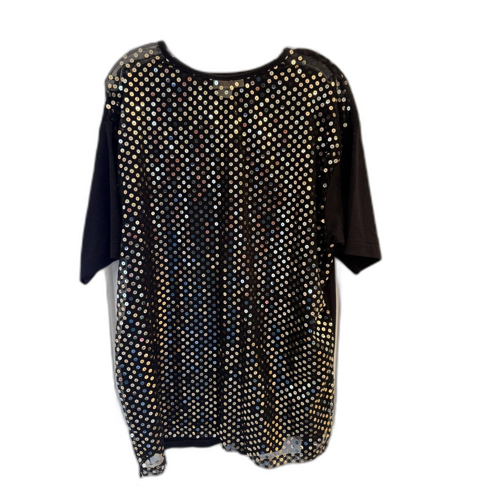 Sand & Dollars Black Sequin Statement Top Size Large Party Festive USA Made