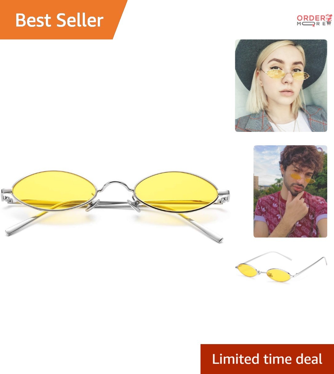 Vintage Small Oval Sunglasses Metal Frame UV400 Retro for Women Men Unisex