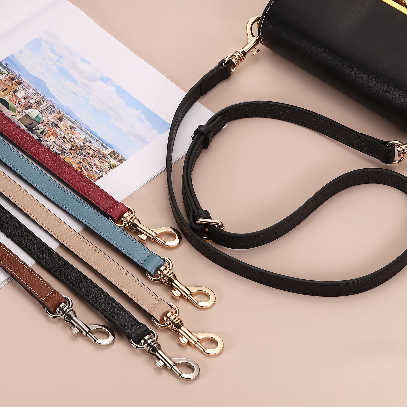 Bag strap 95-115cm grey silver buckle