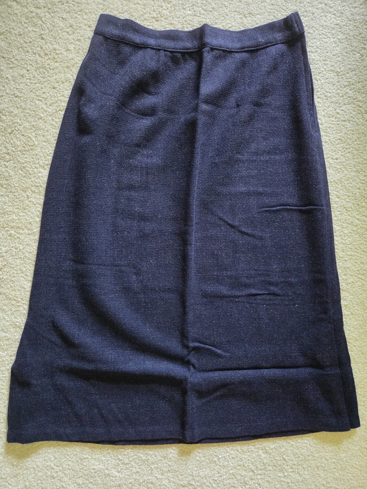 Vintage Woman’s Skirt 100% Wool Home Sewn 1960’s Navy Blue