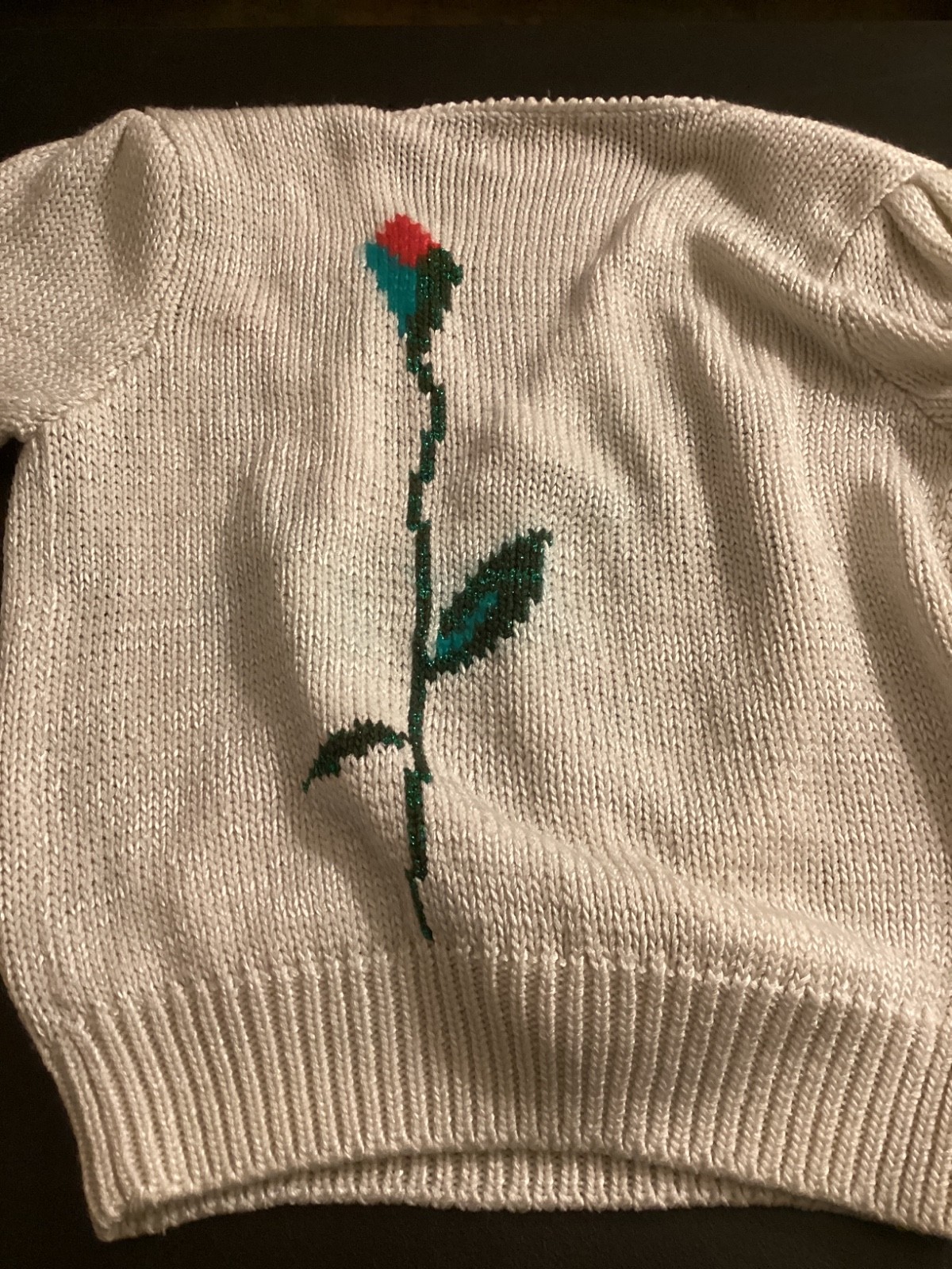 Vintage 80s Sweater Hand Knit Christine Designed by Larcottex wool