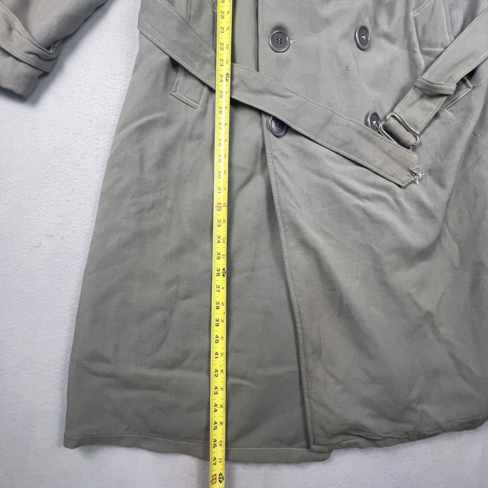 Maurice L Rothschild Alpaca Pile Overcoat Mens XL Grey Vintage Belted Parka 50s
