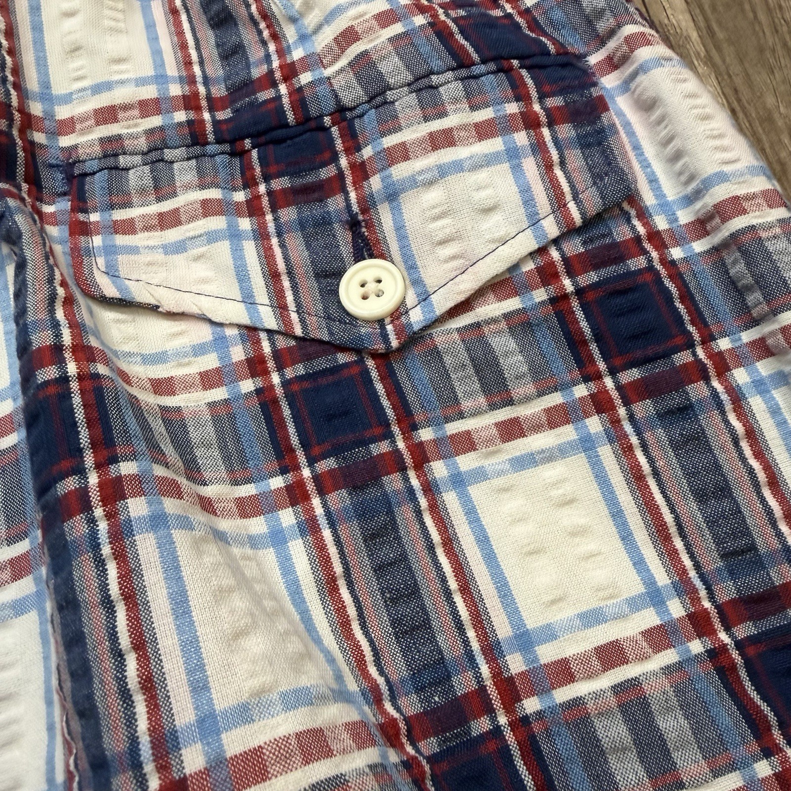 Vintage 70s Levis Panatela Plaid Seersucker Flare Pants Mens 30×33