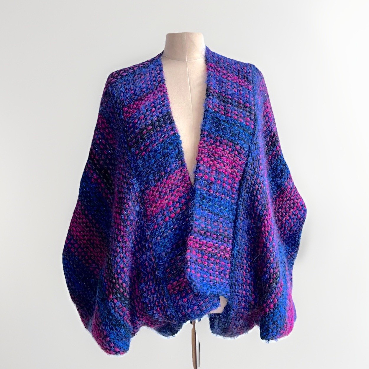 Vintage Jeanne Scannell Hand Weave Batwing Sweater Jacket S M L One Size