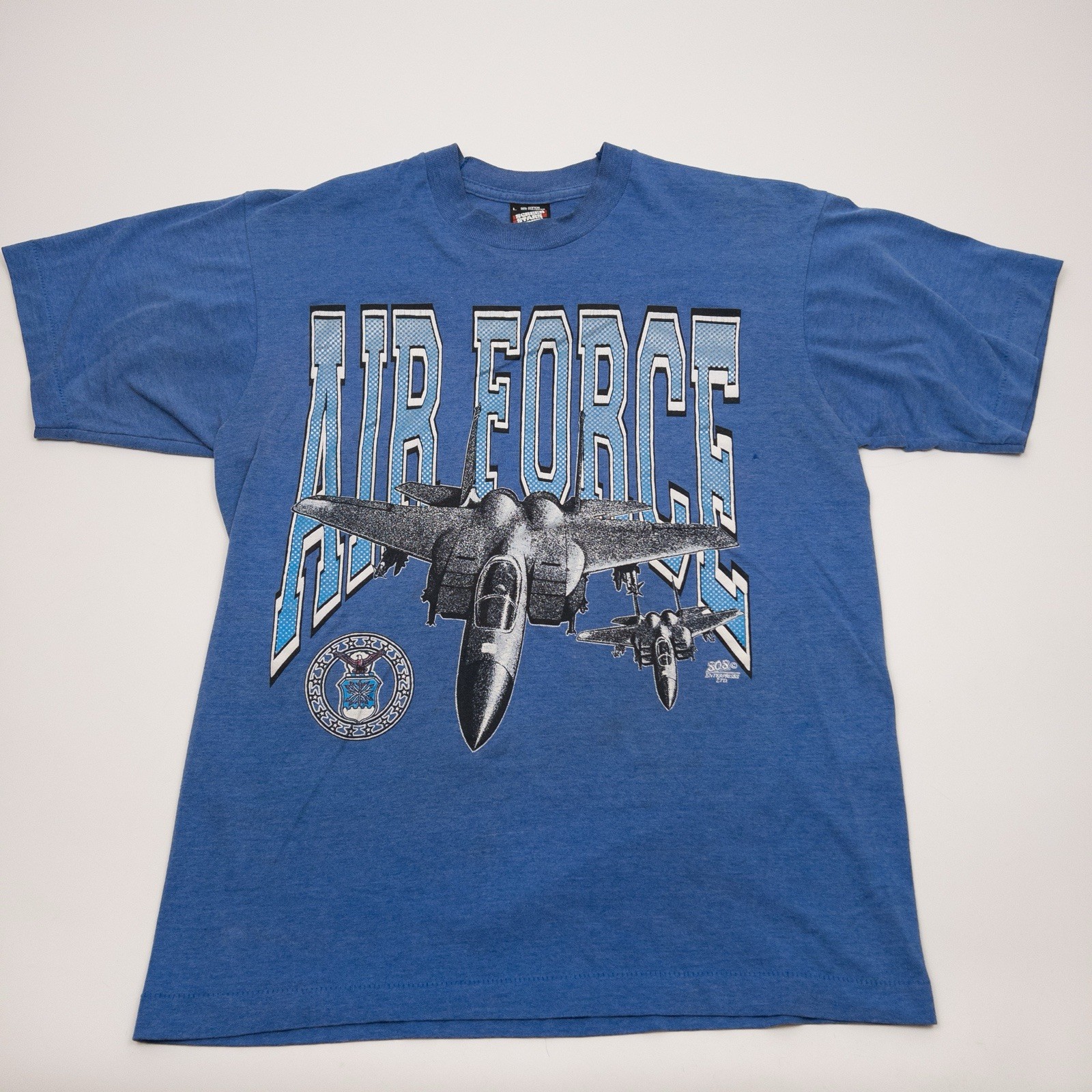 Vtg Screen Stars Best Air Force T Shirt Mens Large Blue Single Stitch USA Made