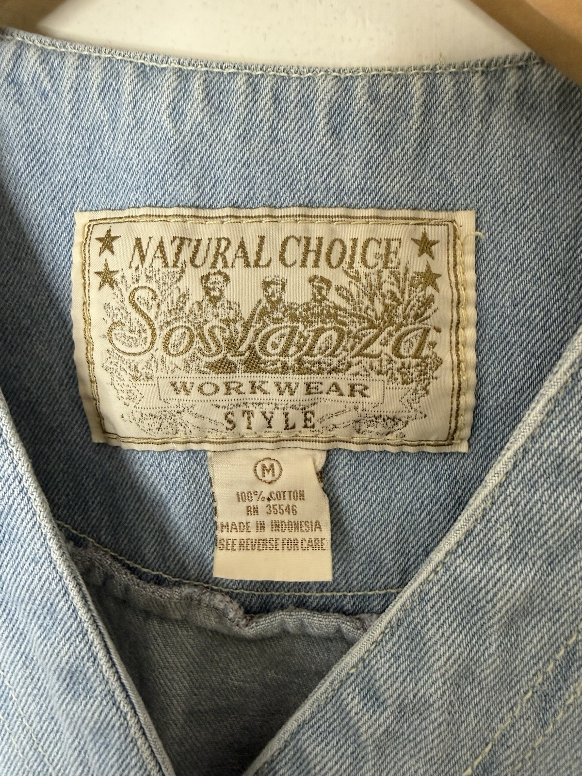 Sostanza Natural Choice vintage button-down four pocket denim chore vest M