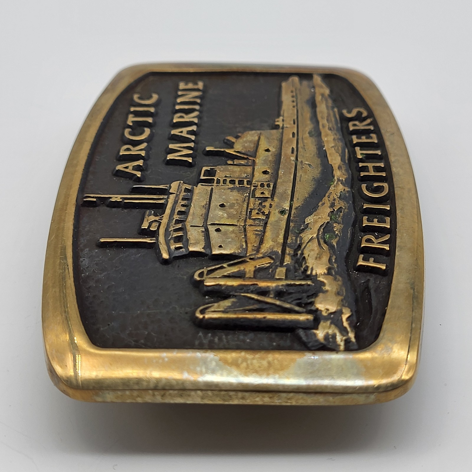 Arctic Marine Firefighters Brass Belt Buckle Alaska Maritime Vintage Anacortes