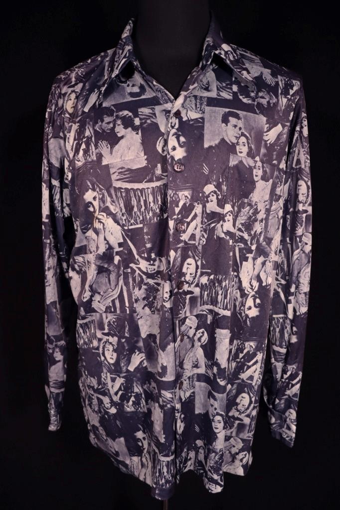 Unusual Vintage 1970’s Old Movie Stars Poly Disco Shirt Size XXL