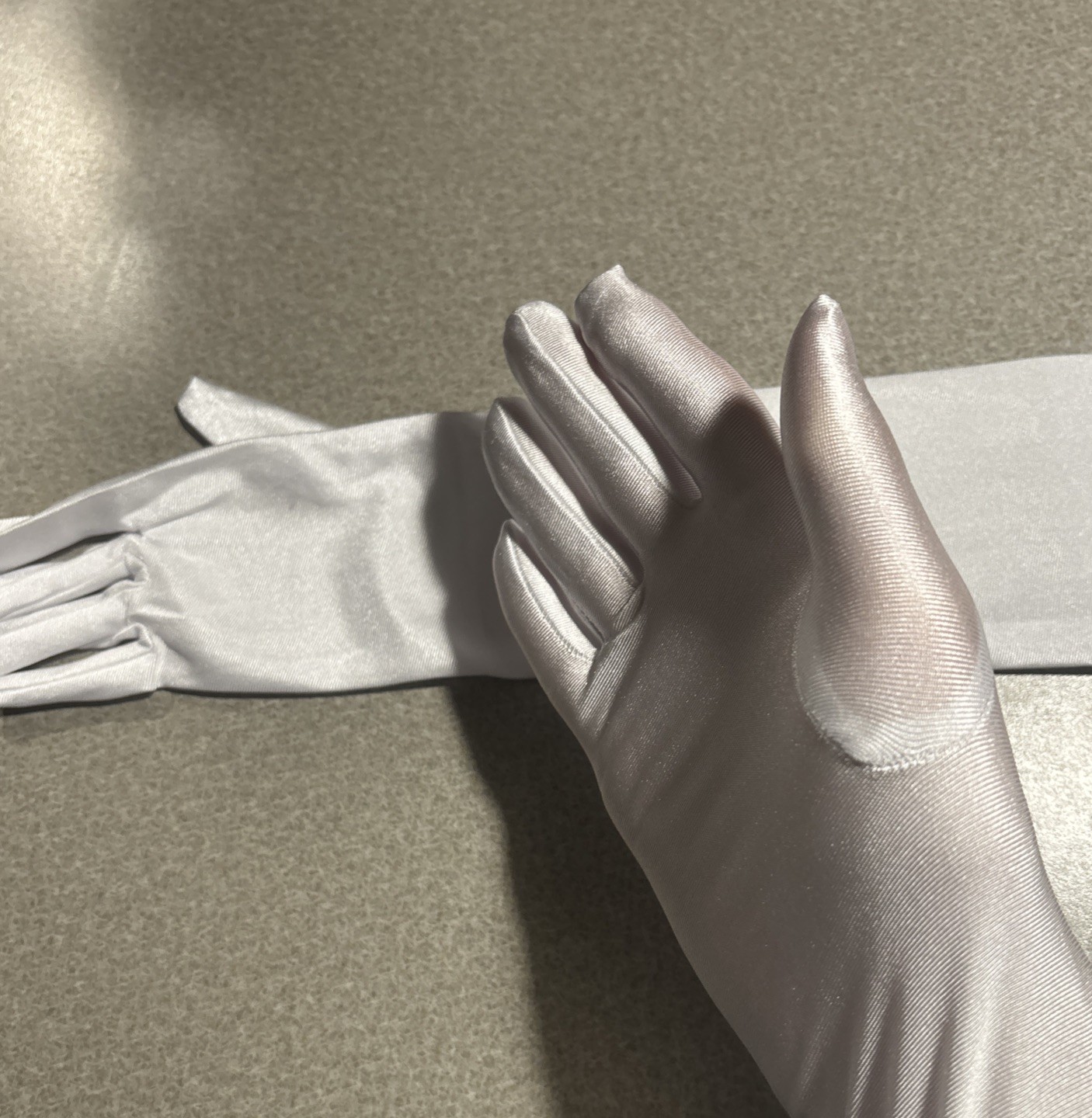 20in Long White Bridal/Opera Gloves, Satin/silk, New #46