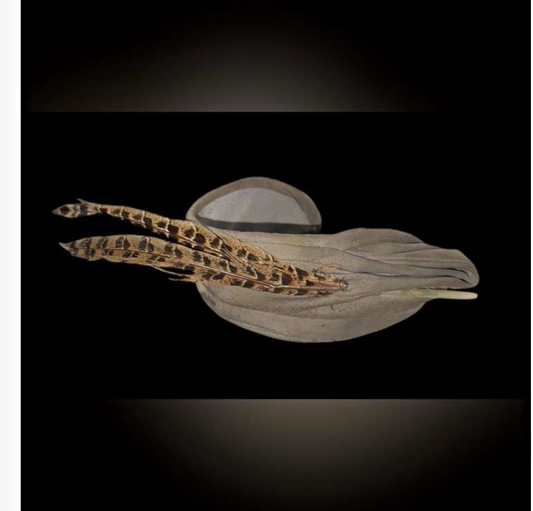 Mid Century Peck & Peck Vintage Beige One Size Headband Hat with Feather Detail