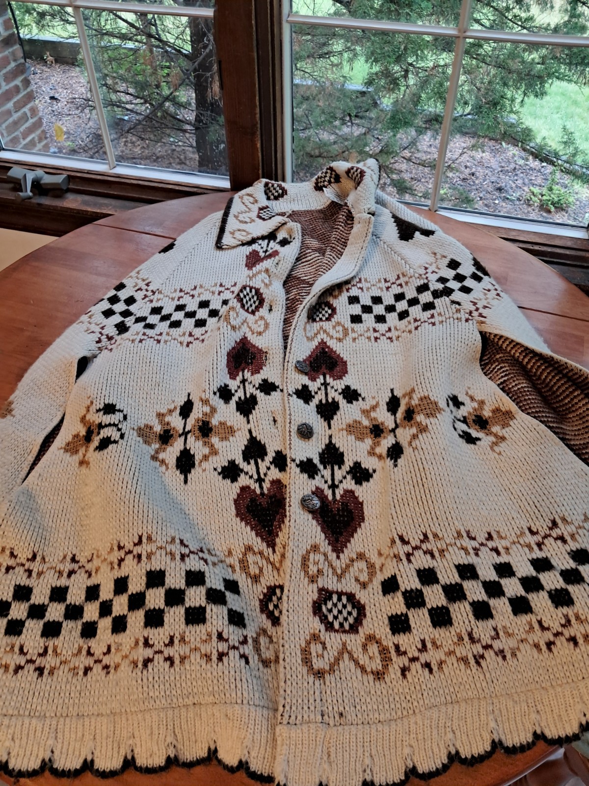 VTG Sturbridge Poncho Sweater 70’s Women Dutch Fall Cape Boho Shawl Southwestern