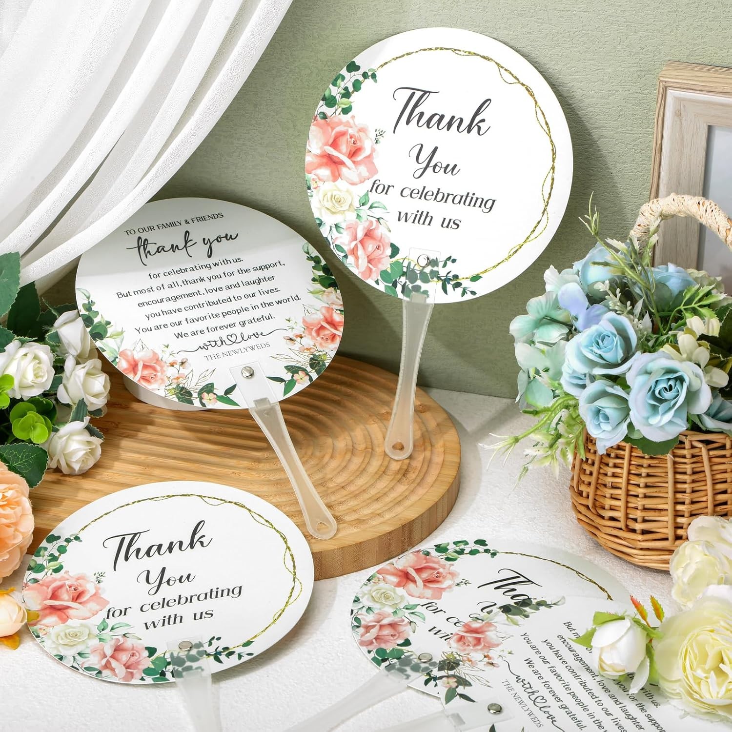 100 Pcs Wedding Hand Fans for Guests Bulk Decorative Plastic Handheld Wedding