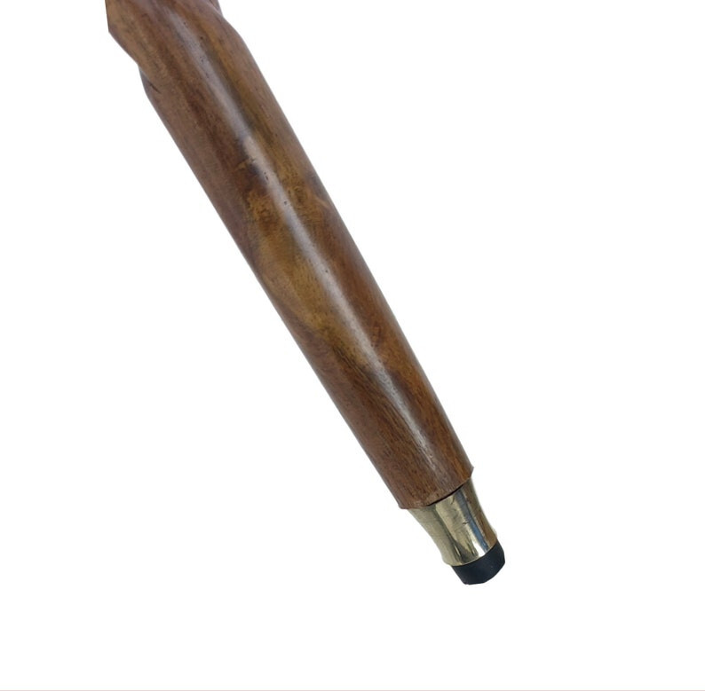 Antique solid brass Knob head Handle brown spiral Wooden Walking Cane Stick new