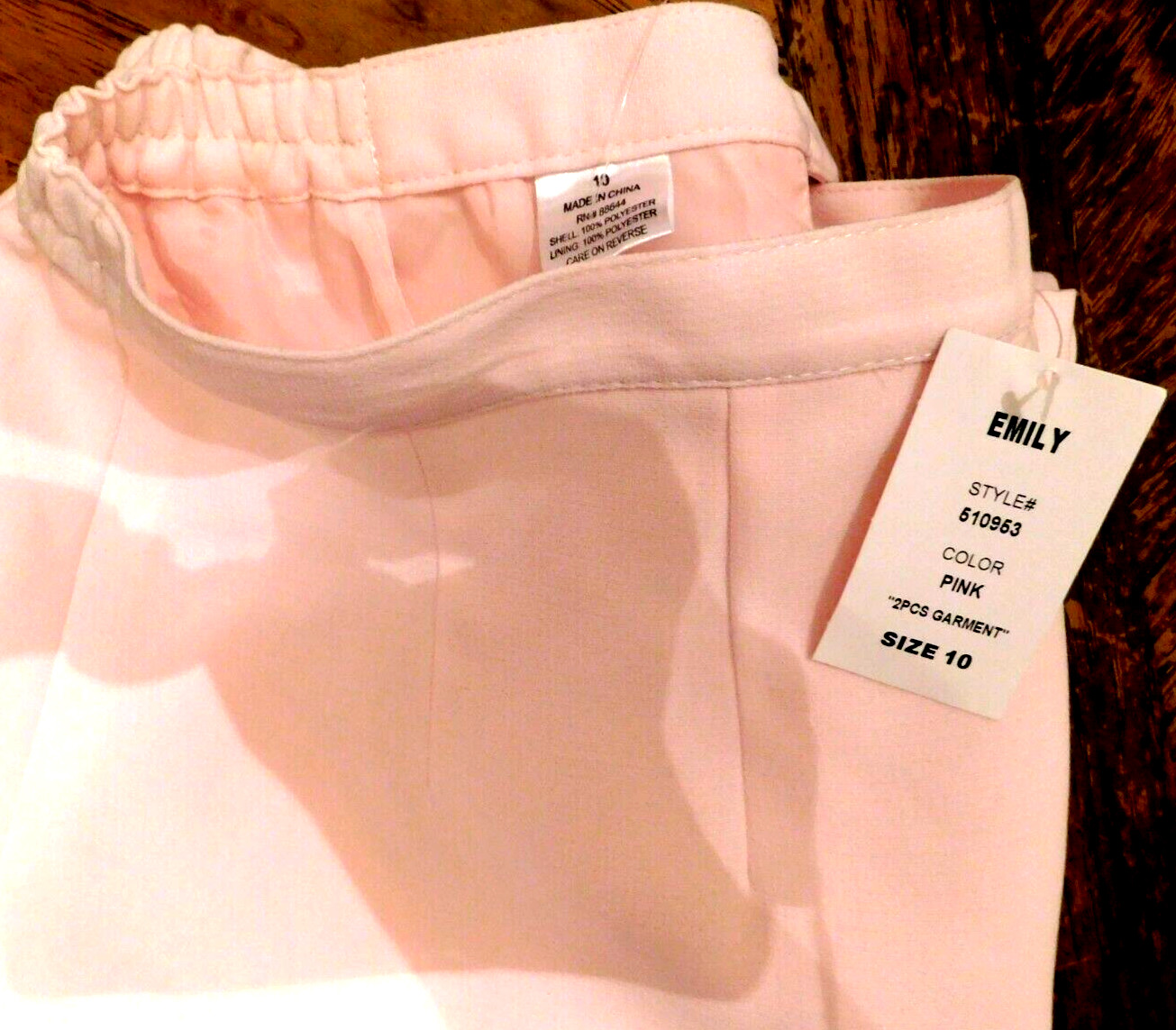 Emily~Skirt Set Pink With Jacket Four-button Embellished With Beads 2Pc. NEW!!