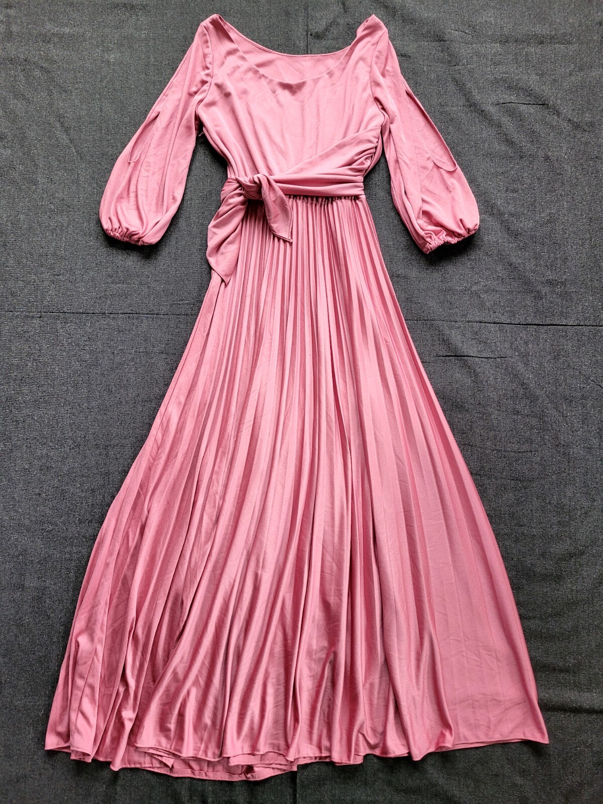 Vintage 70’s Greek Goddess Dress Rose Pink Evening Gown Retro Size S/M