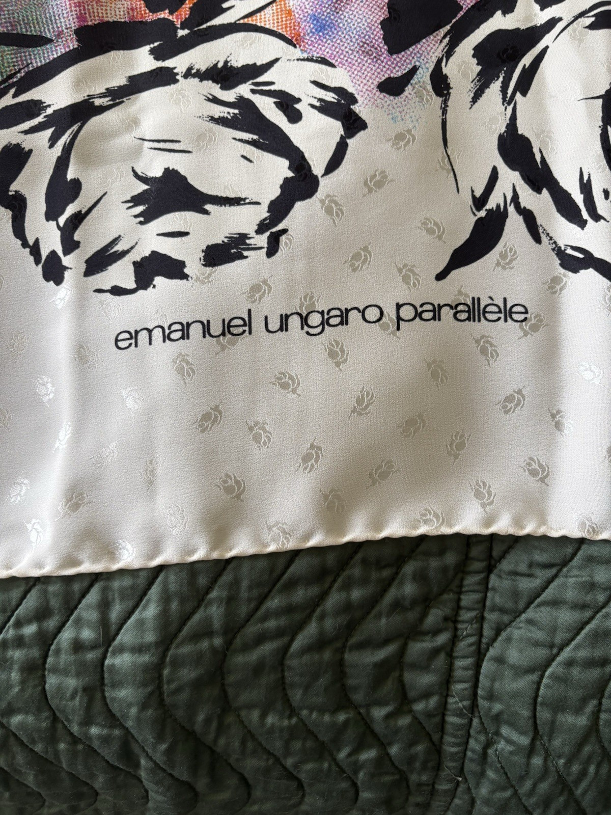 VTG Emanuel Ungaro Parallele Silk Shawl Scarf 51″ Sq Floral Abstract Multicolor
