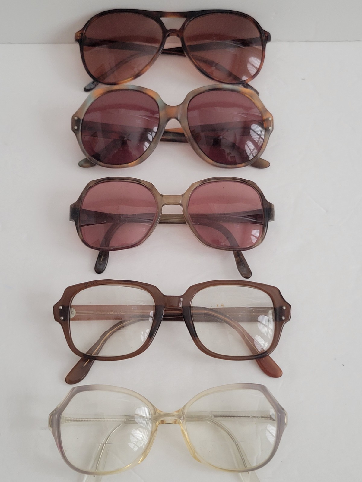Lot 5 Vtg Thick Plastic Sunglasses Eyeglass Frames 60s 70s Props Romco Fairline