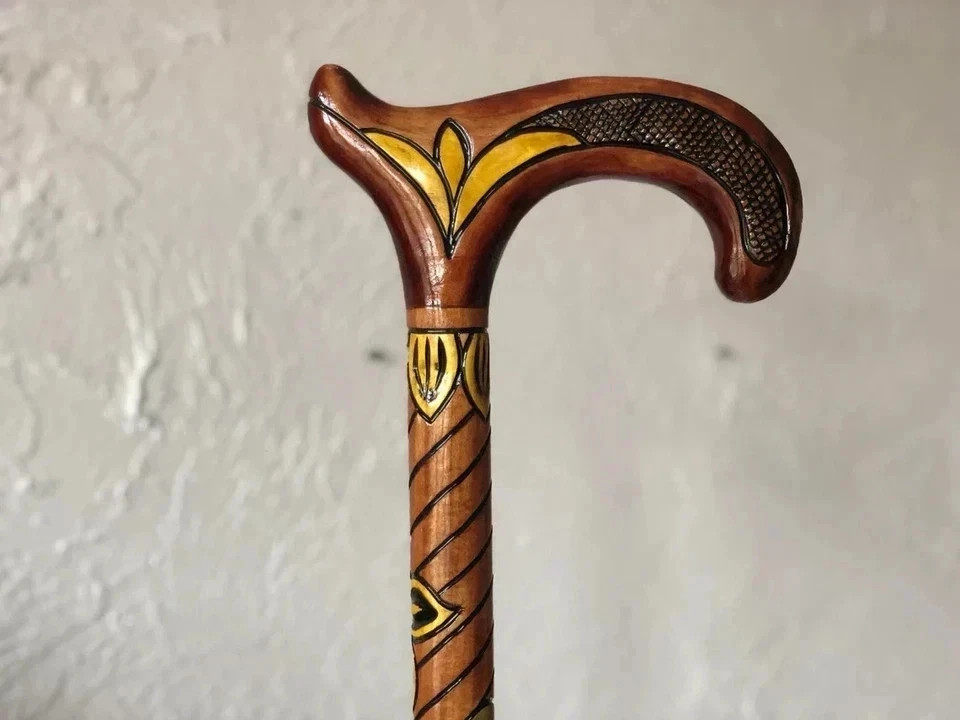 Hand carved unique design wooden walking stick for men women walking cane E20