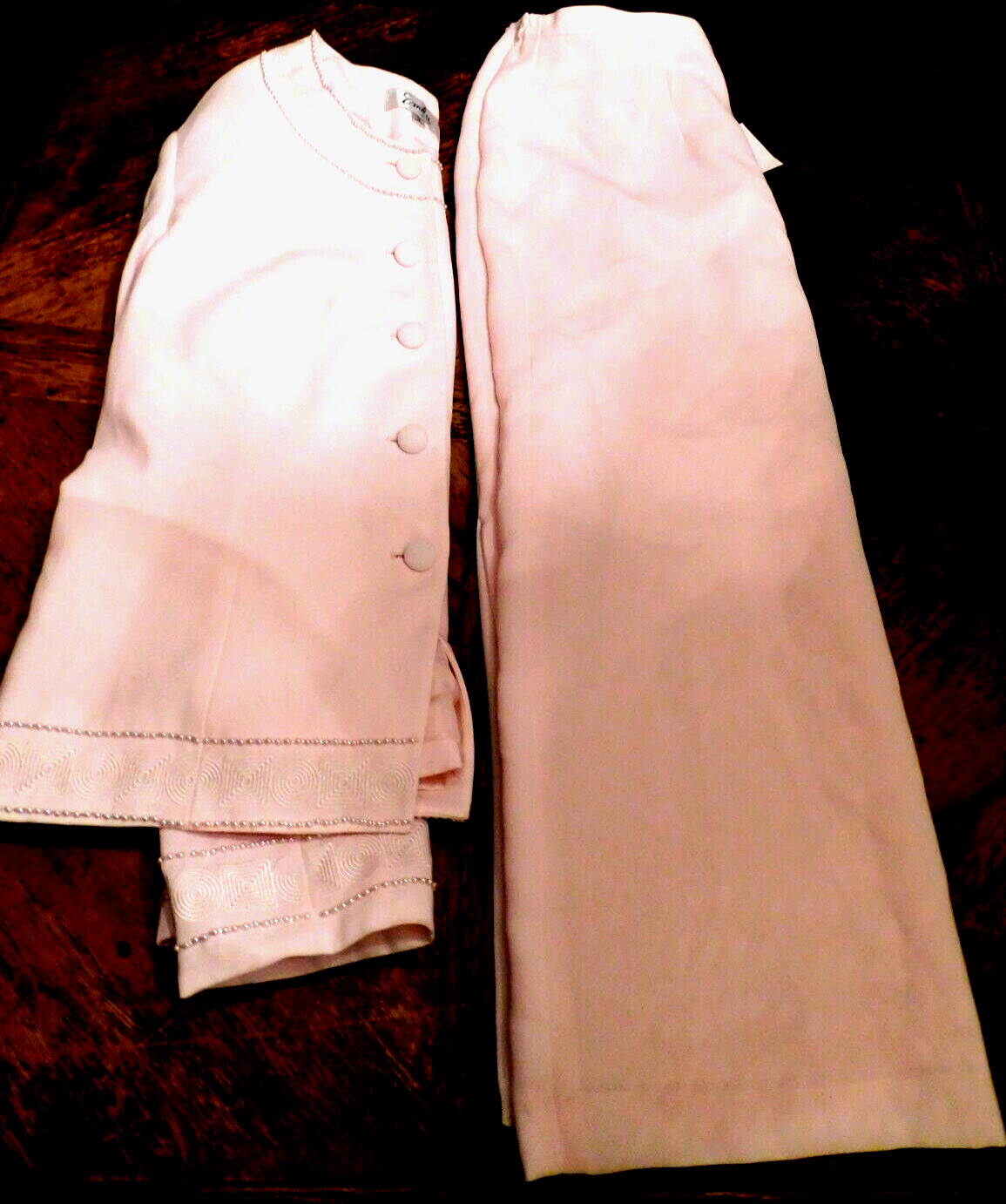 Emily~Skirt Set Pink With Jacket Four-button Embellished With Beads 2Pc. NEW!!