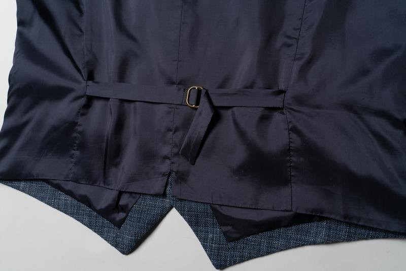 Men Paoloni Vest Navy Wool Cotton Linen Blend 38 /