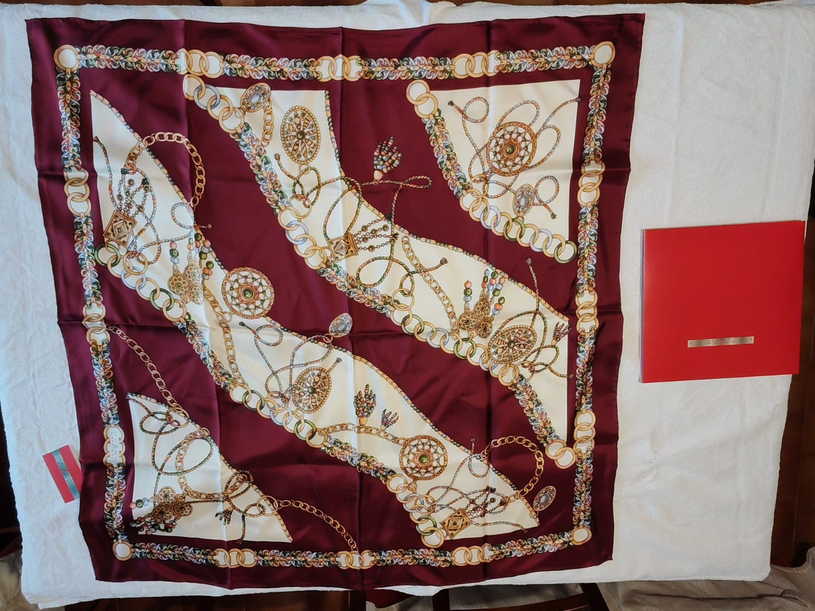 New Gorgeous Bordeaux Vintage Lancetti Vintage Scarf Scarf