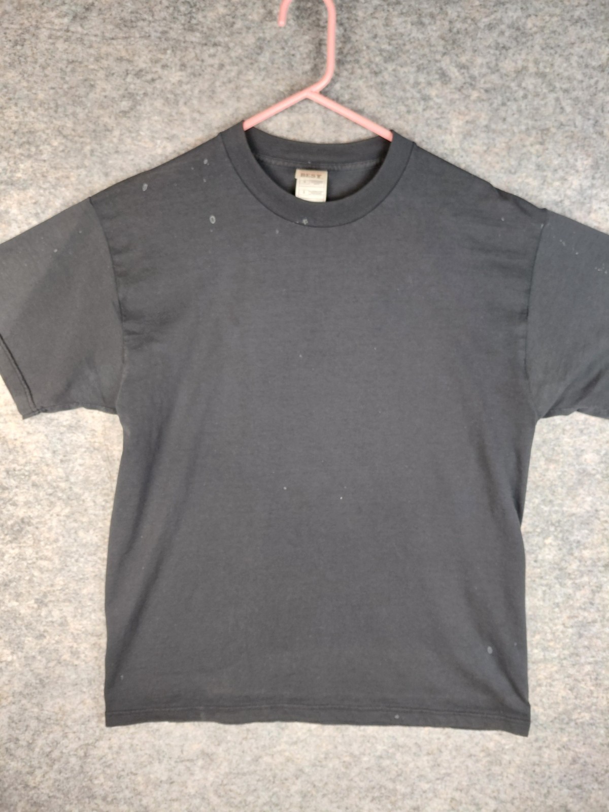 VTG FOTL BEST Horse T-shirt DISTRESSED STAINS Mens L 20.5×27.5 Black Faded