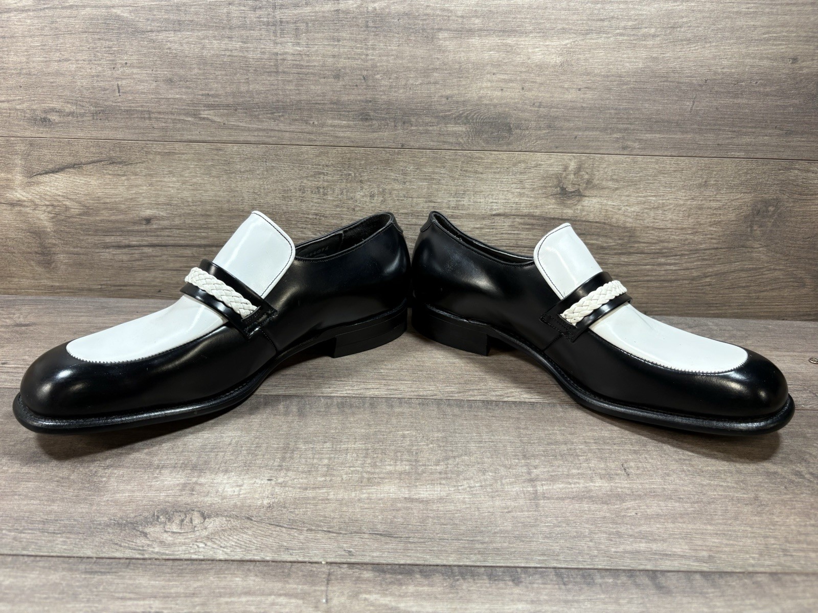Mason Shoe Company Black White Loafers 1970s 2 Tone Disco Shoes Mens Size 11.5 E