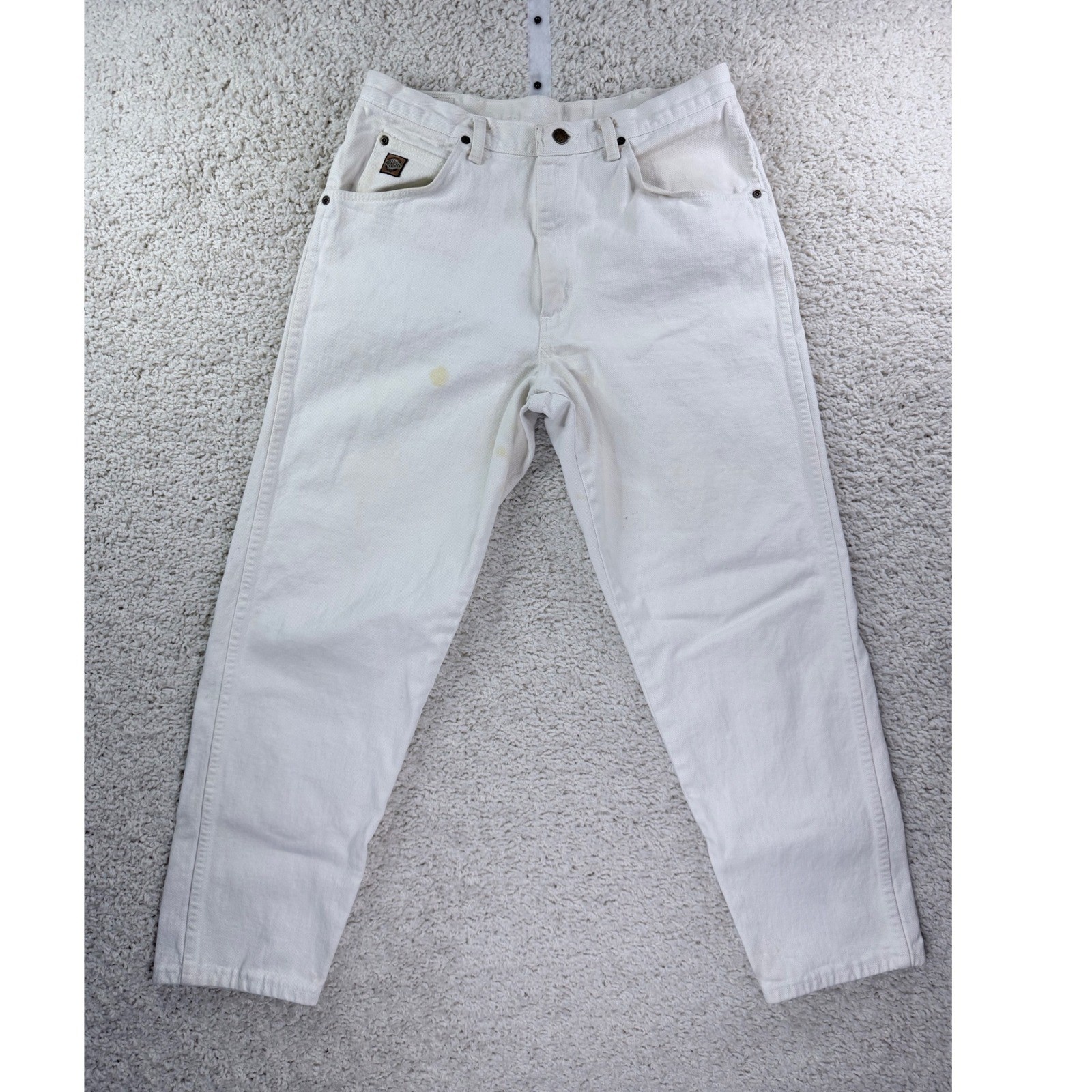 Wrangler Jeans Mens 34×30 White Good Vintage Made in USA Cotton Straight Leg