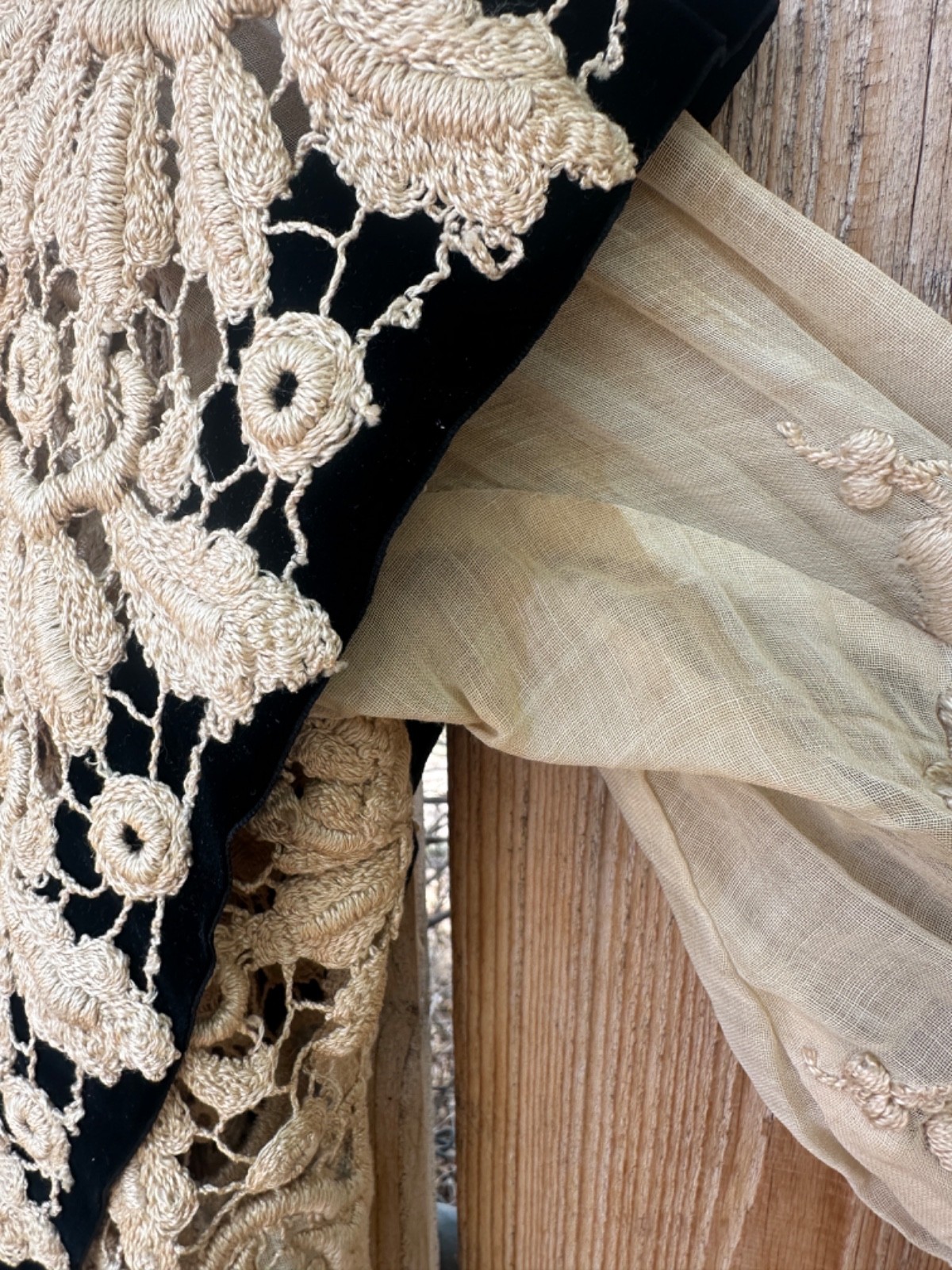 Edwardian Hand Made Irish Crochet Lace and Velvet Blouse Bodice Rare Antique