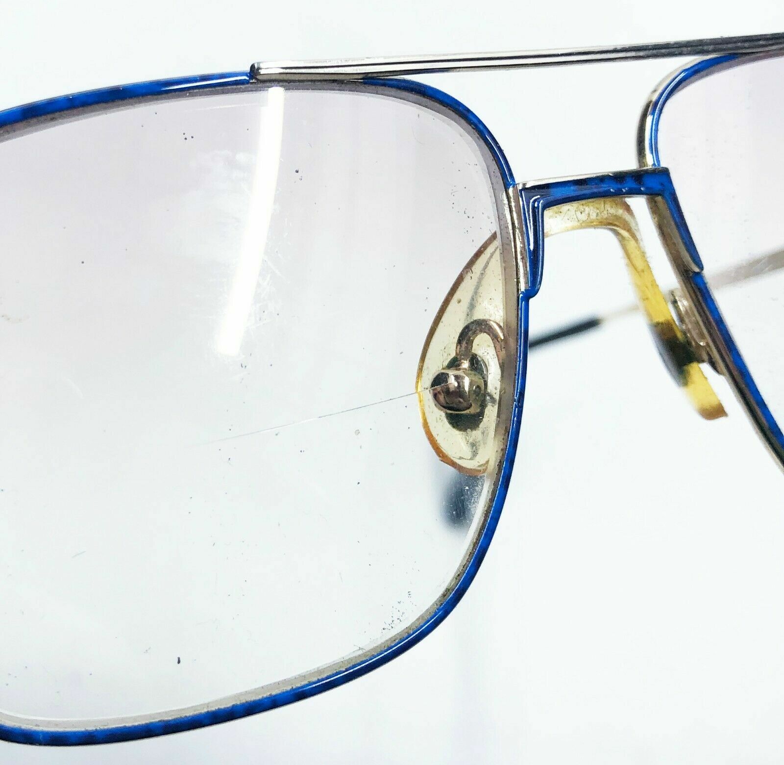 Marchon Aviator Eyeglass Frames Blue Enamel 52/15 Marcolin 125 mm #6032 Italy