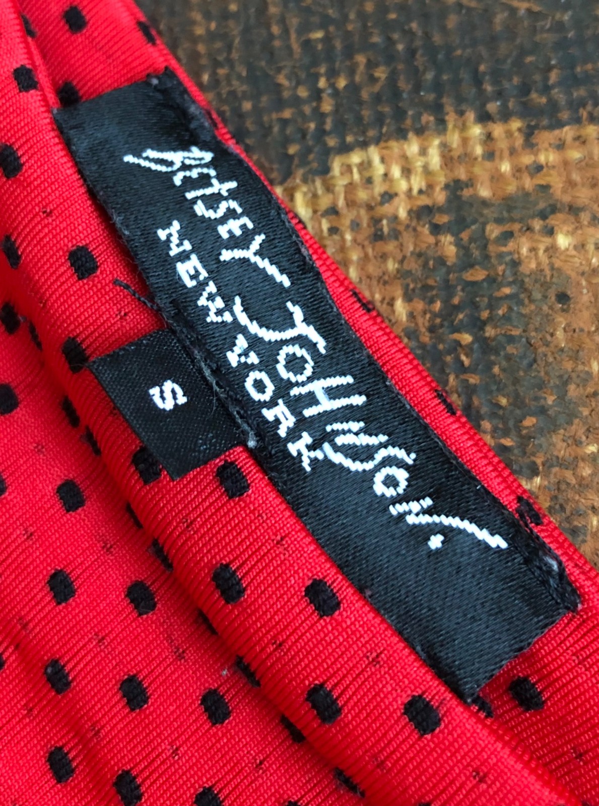 VTG 90s BETSEY JOHNSON USA-MADE TOP BRIGHT RED BLACK DOTS COTTON STRETCH S EUC