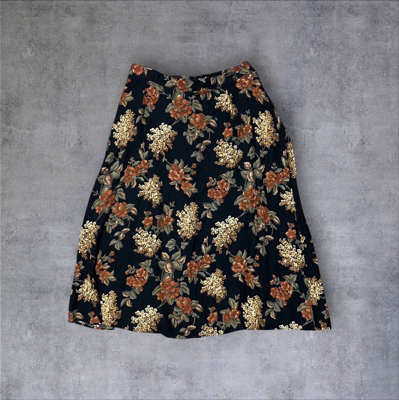 Vintage 2000s y2k Orange and Black Floral Designs Lane Bryant Maxi Skirt