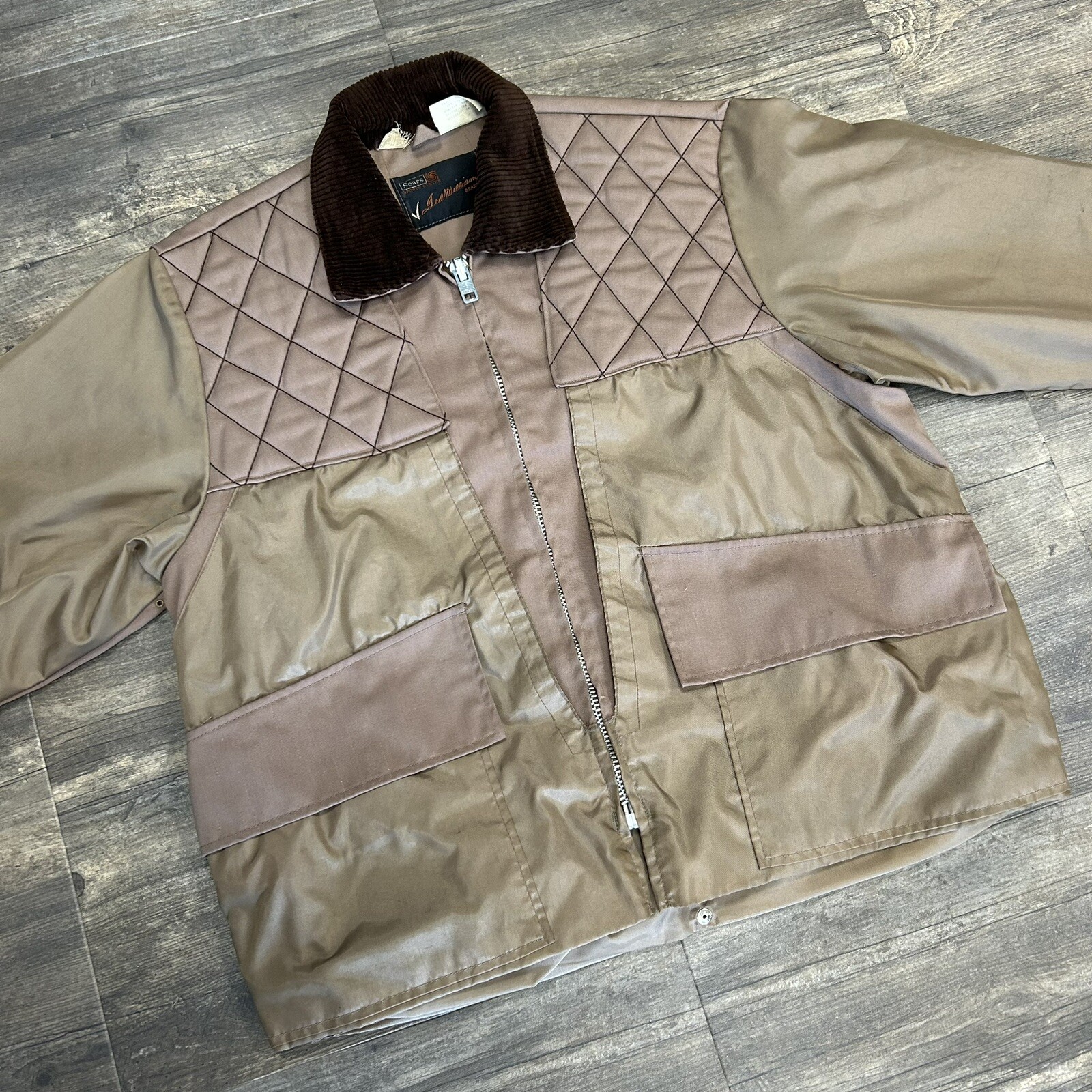 Vintage Sears Ted Williams Field Hunting Jacket Tan/Brown Men Size Large